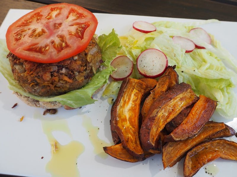 Bean and Lentil Burgers Spiced with Harissa
 – Lucy Bee