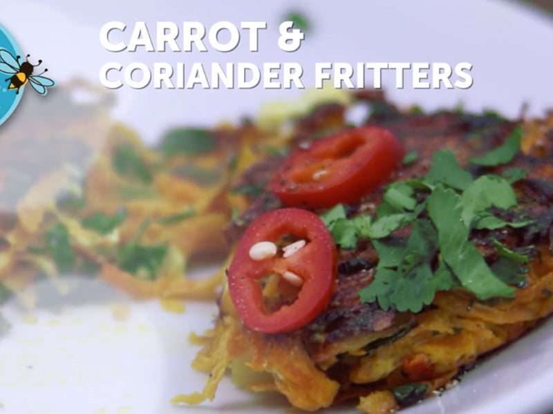Carrot and Coriander Fritters with Feta
 &ndash; Lucy Bee