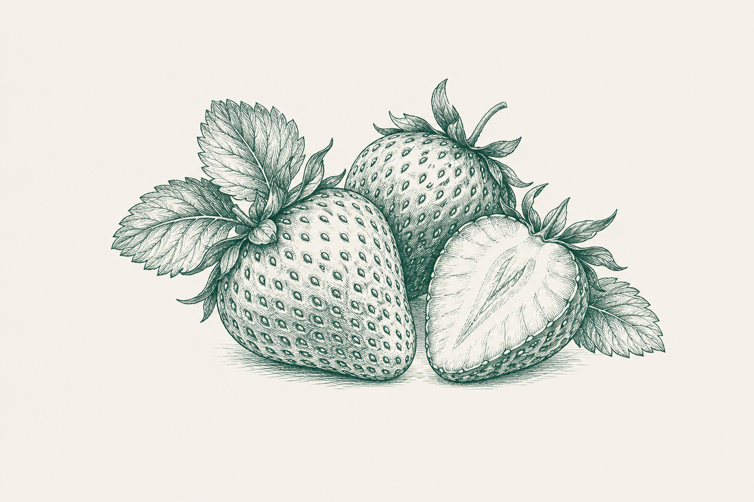 Line illustration of strawberries