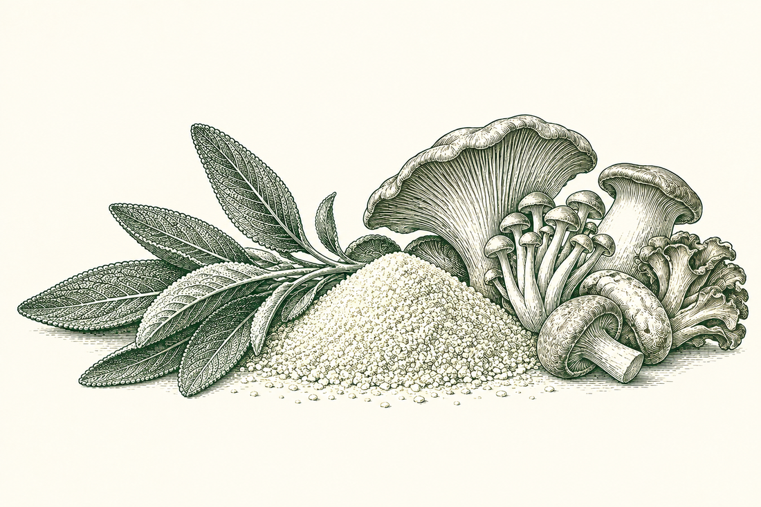 Ingredient illustration for Creamy sage polenta with exotic mushrooms