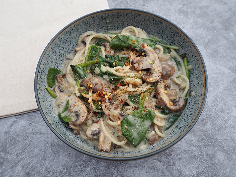 Creamy Vegan Garlic Mushroom Pasta | Lucy Bee Shop Recipes