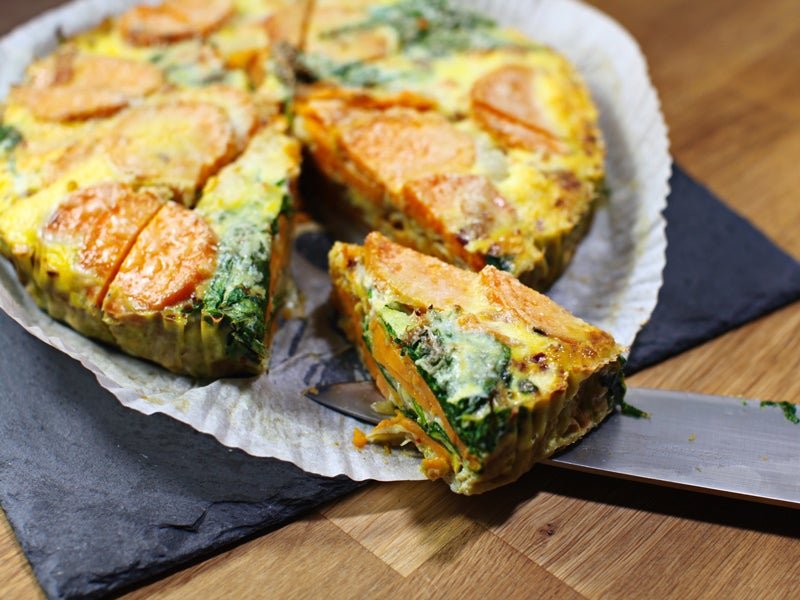 Sweet Potato and Spinach Frittata with Shallots
 &ndash; Lucy Bee