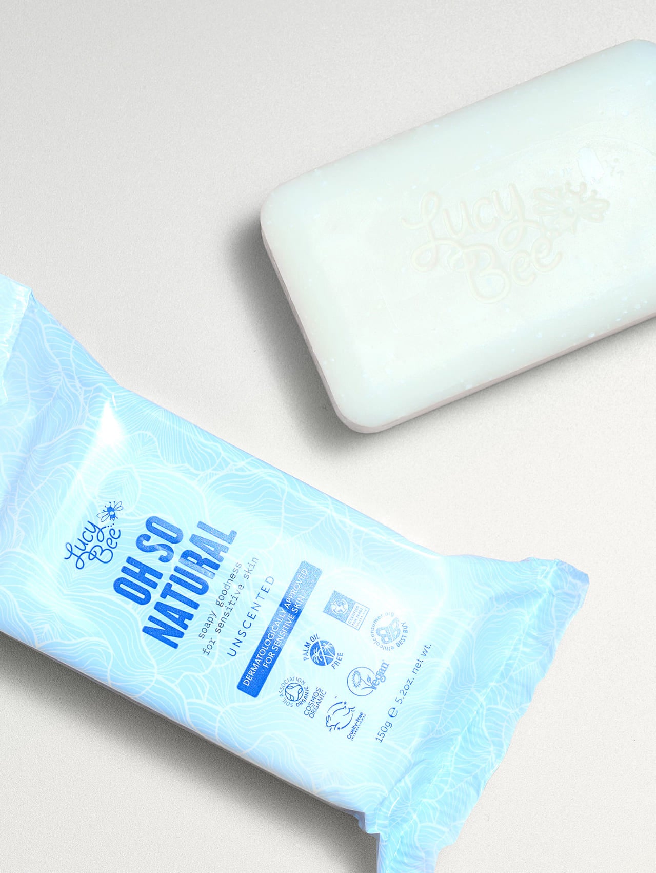 Natural Organic Unscented Antimicrobial Soap Bar by Lucy Bee