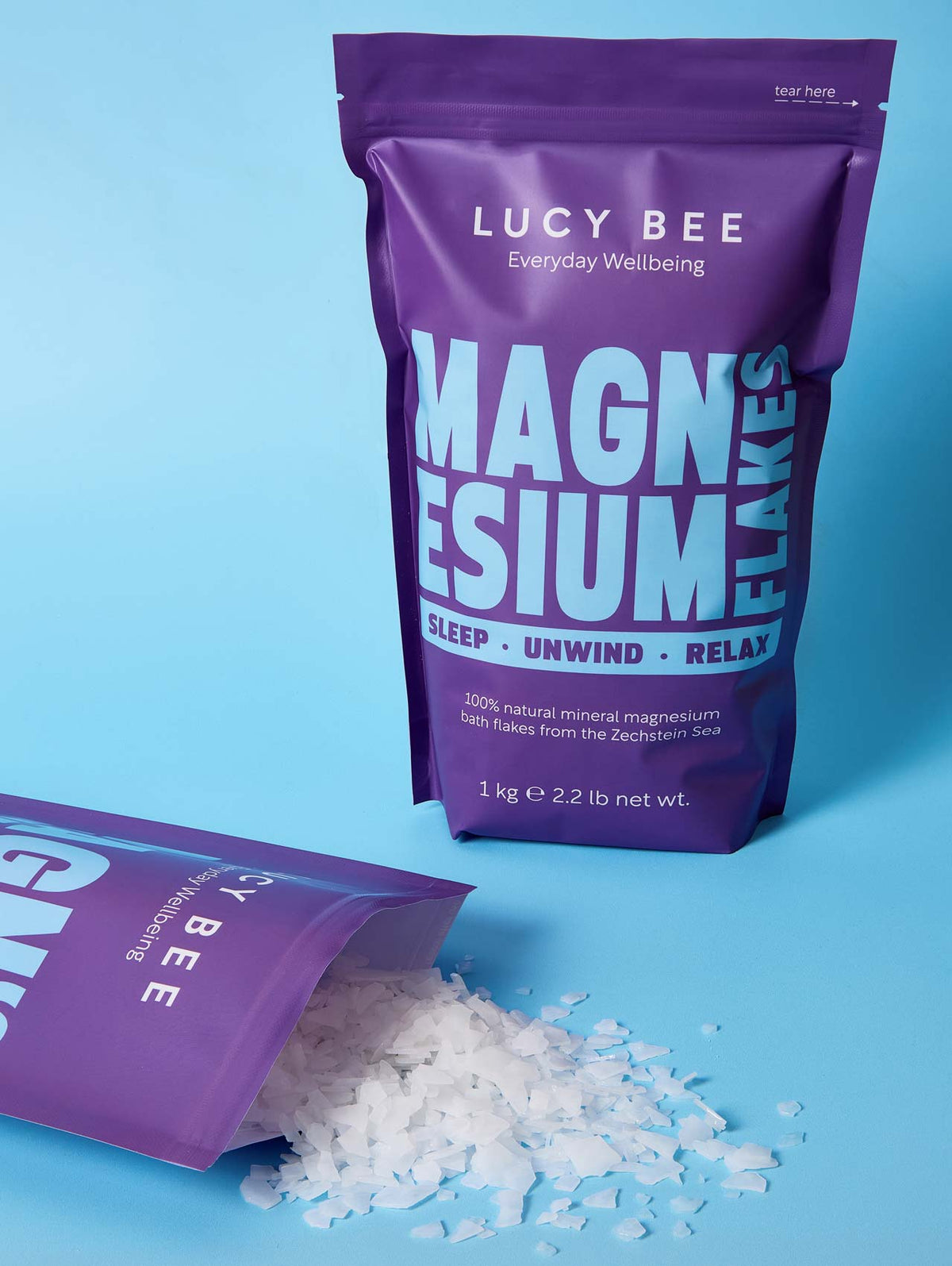Lucy Bee Magnesium Salts rich in magnesium for bathing or foot soaks