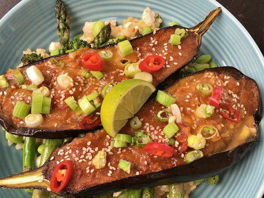 Miso Baked Aubergine with Sesame