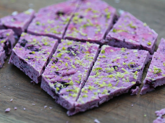 Blueberry Lime Fudge with Creamed Coconut