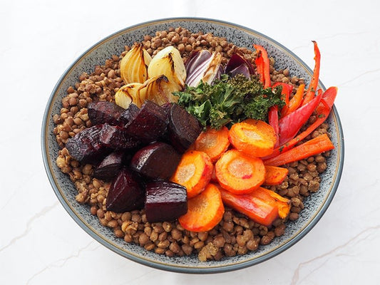 Roasted Vegetables and Chai Spiced Lentils