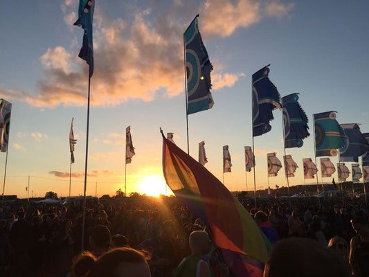 Sunset at Glastonbury Festival – protecting your skin with SPF and natural skincare is essential for long days outdoors