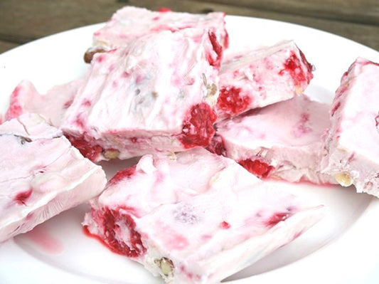 Frozen Yoghurt Squares with Raspberries