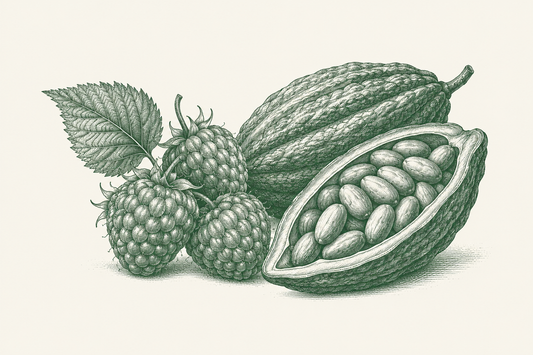 Green ingredient illustration for Chocolate sponge with raspberries
