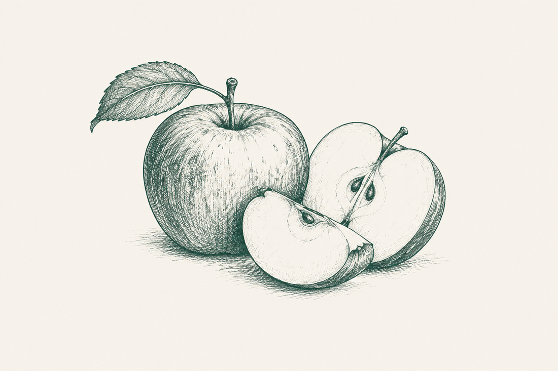 Line illustration of apple