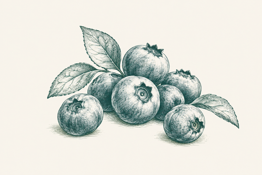 Line illustration of blueberries