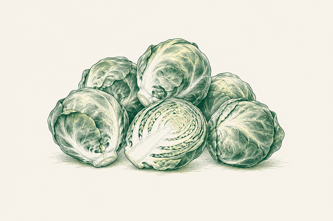 Line illustration of brussels sprouts