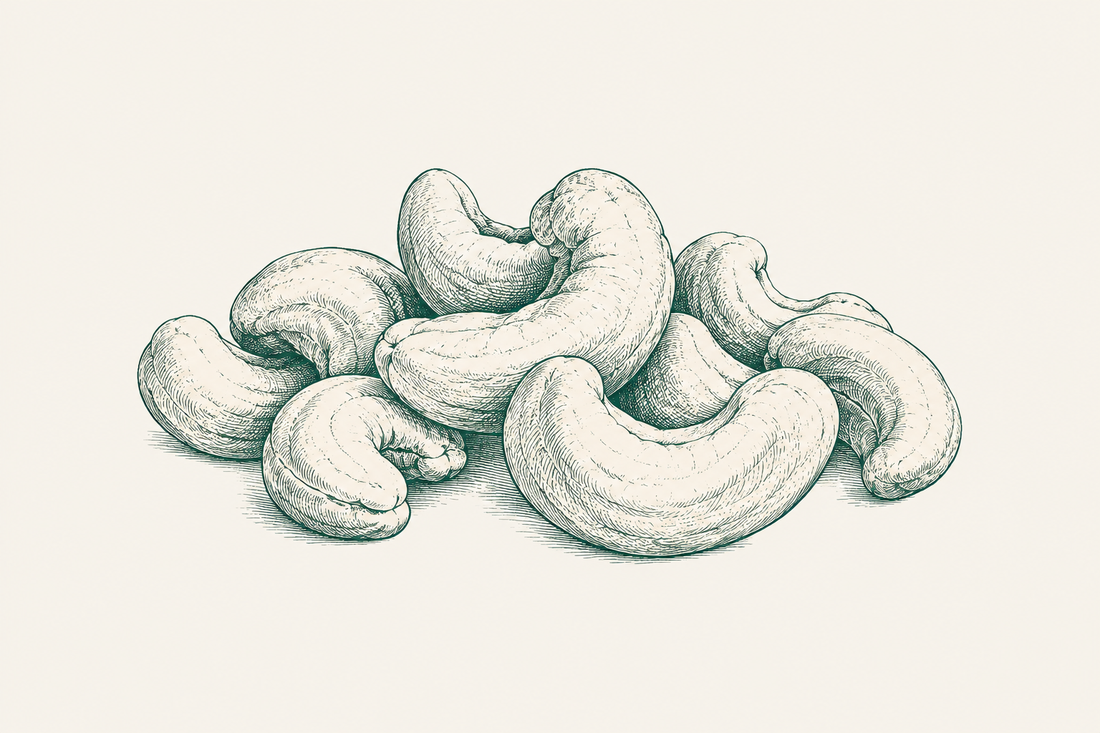 Line illustration of cashews