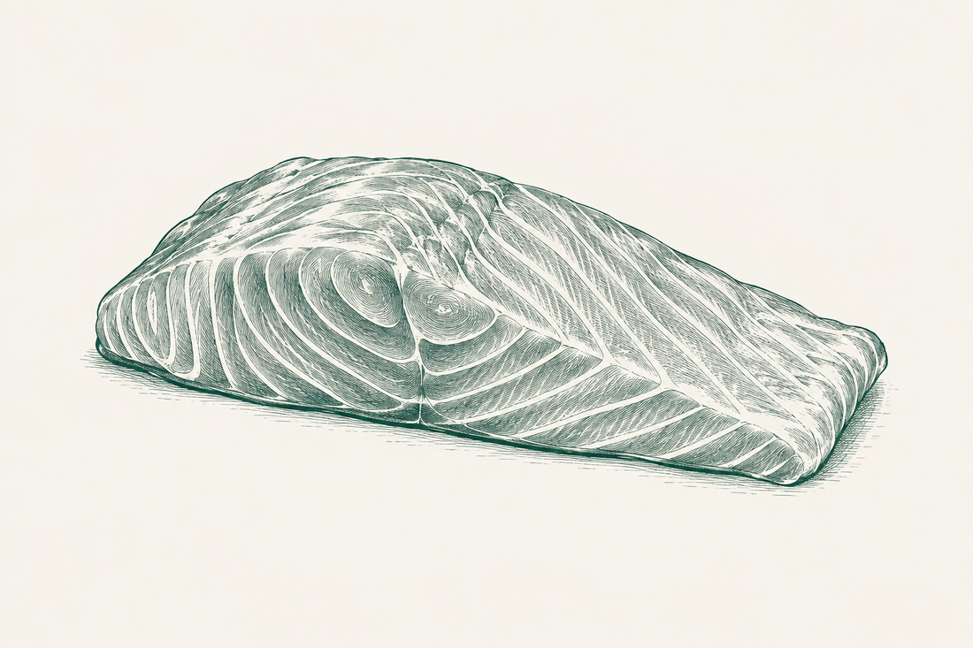 Line illustration of salmon