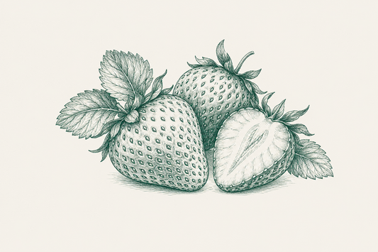 Line illustration of strawberries
