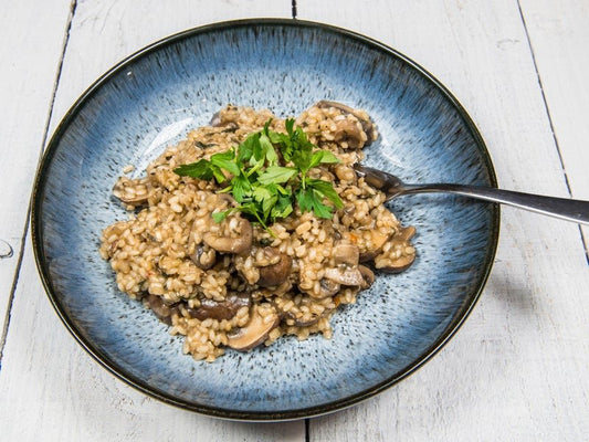 Maca Mushroom Risotto with Creamed Coconut