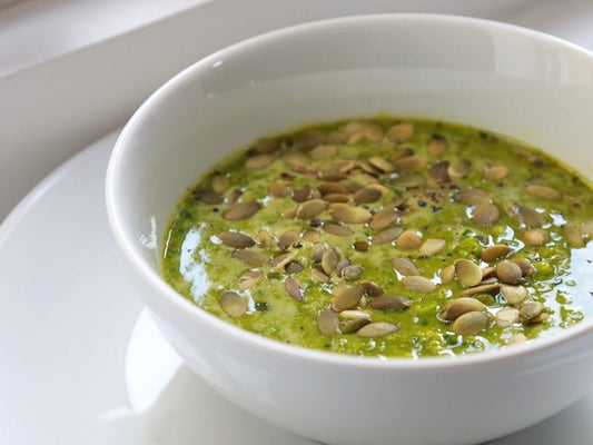Pea, Mint and Kale Soup with Turmeric