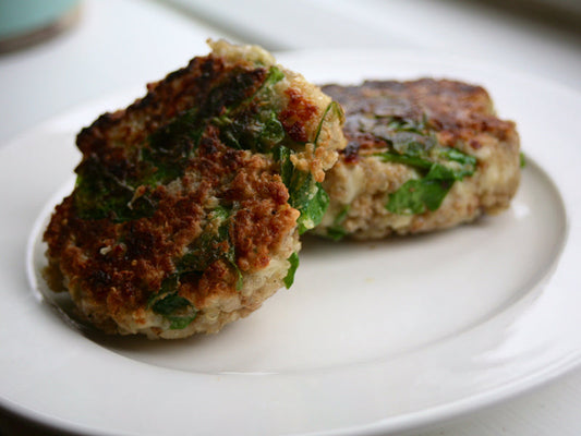 Quinoa Patties with Spinach Garlic and Mozzarella