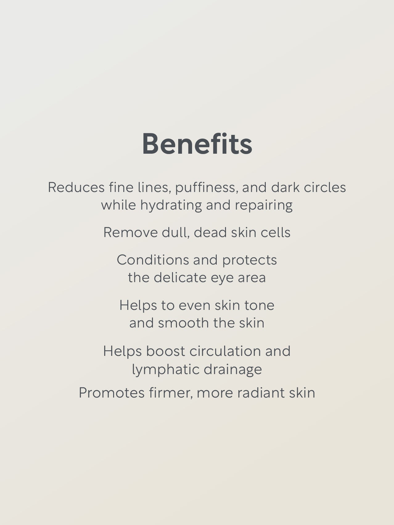 Anti Ageing skincare benefits on a light gray background