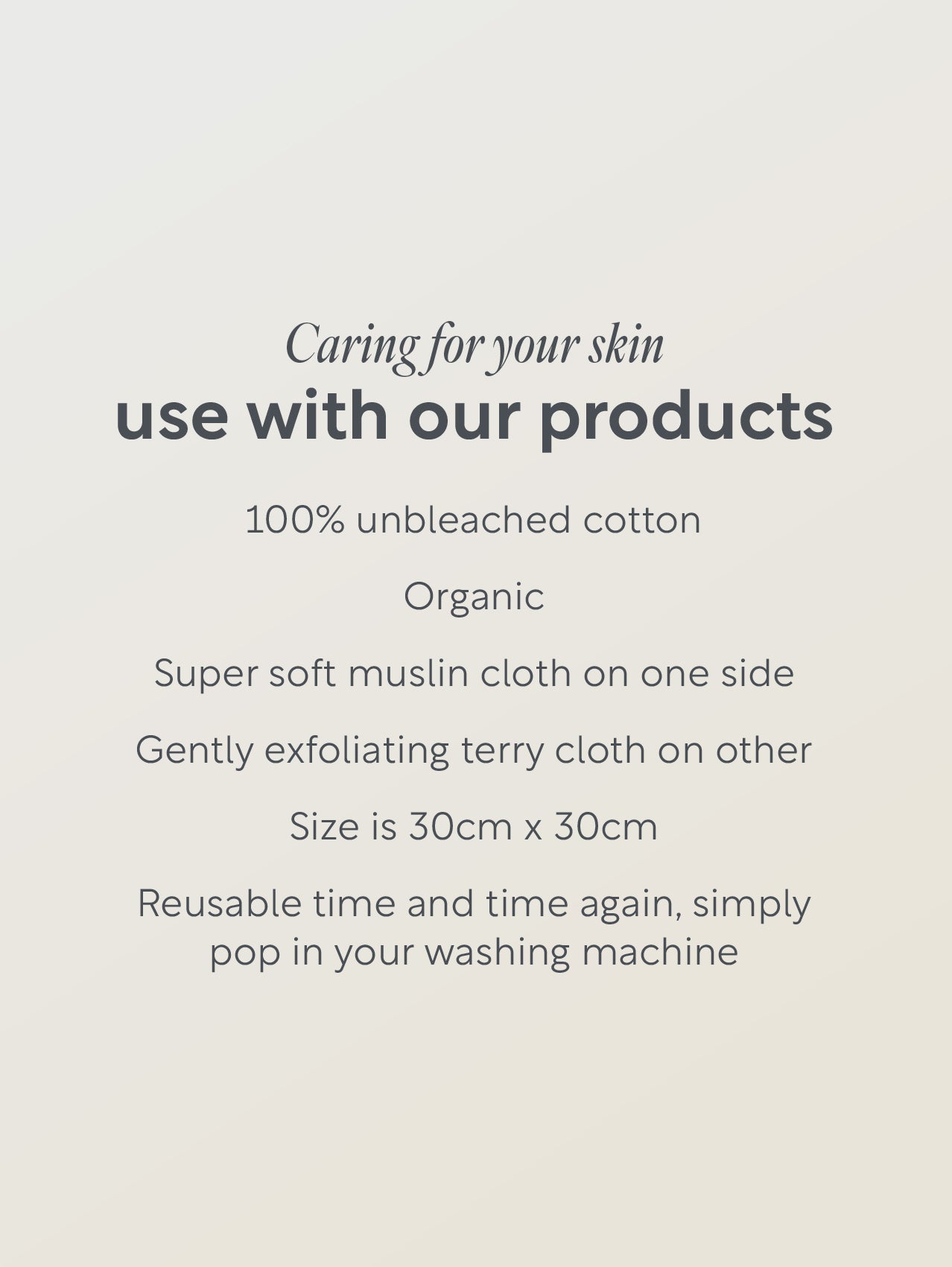 Text describing product features on a light gray background