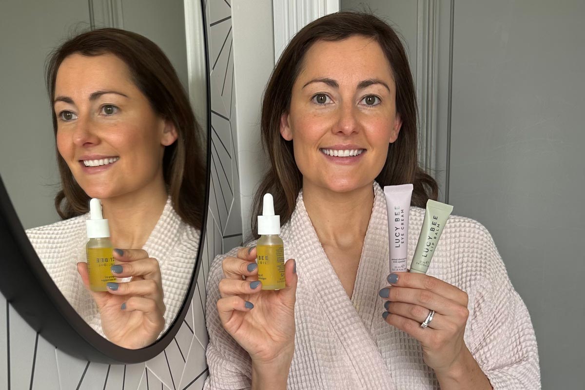 Lucy with the Lucy Bee skincare range
