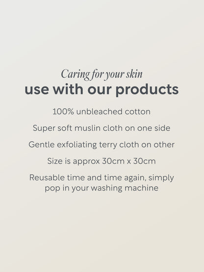 Two Double Sided Cotton Cleansing Cloths