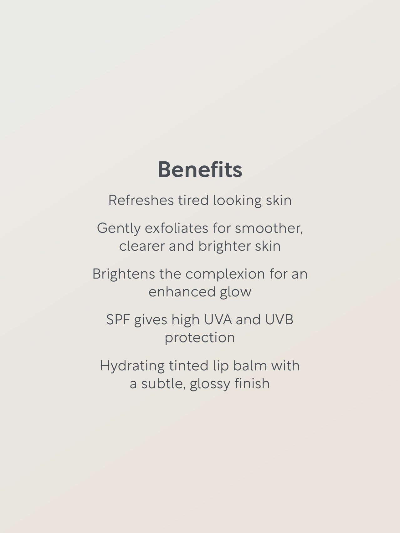 List of lucy bee natural skincare benefits on a light gray background