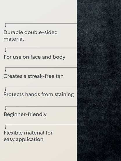 Text describing features of a product with a black textured background