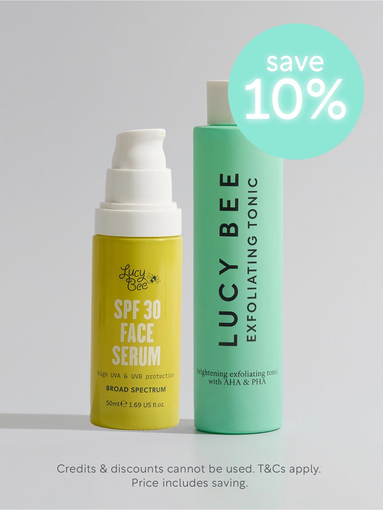 Exfoliating Tonic (AHA & PHA) and SPF 30 Face Serum for Sensitive Skin